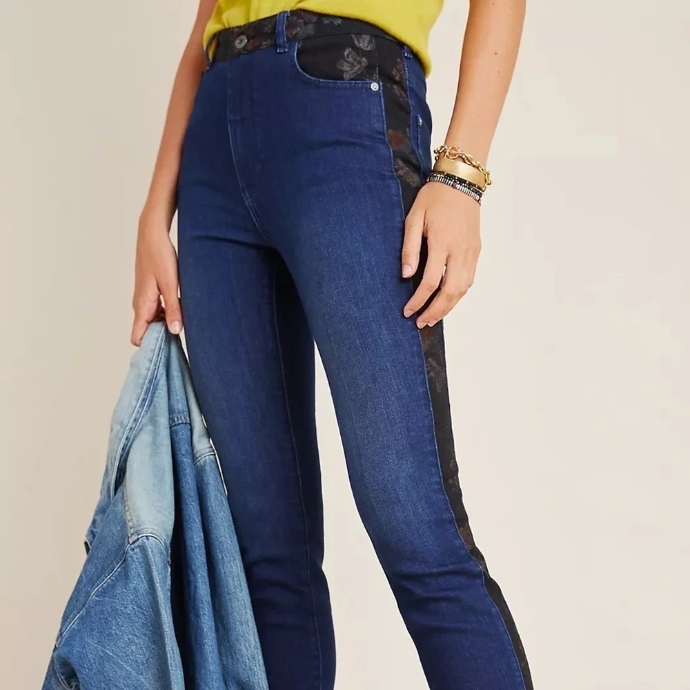 Anthropologie x Pilcro High-Rise Floral Contrast Skinny Jeans